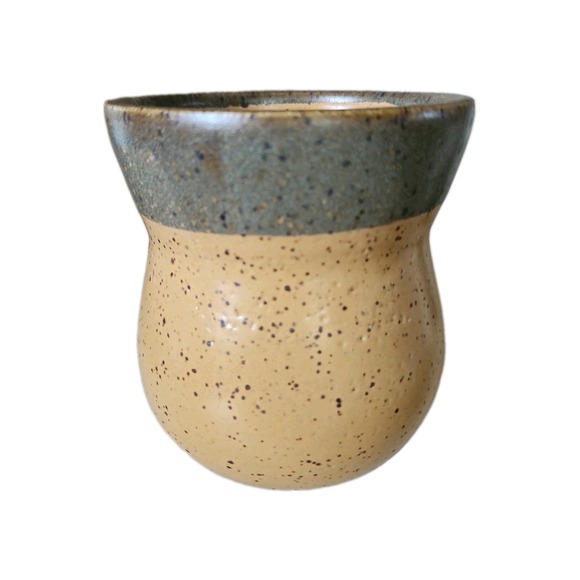 Handmade Other - Vintage Two-Tone Speckled Stoneware Vase - Hand-Thrown Ceramic Cup/Planter